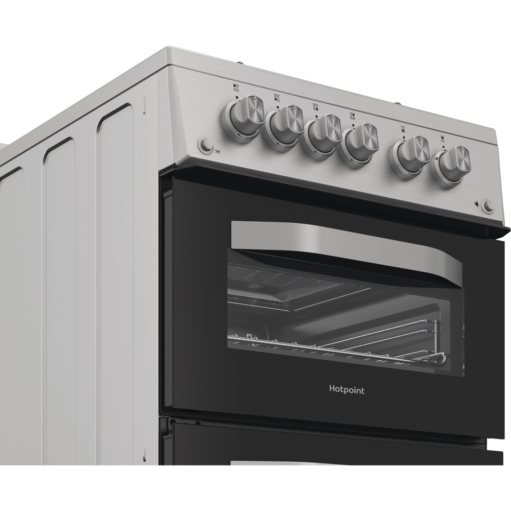 Hotpoint HDG5GDCX Gas Cooker with Double Oven, Stainless Steel, A+ Rated