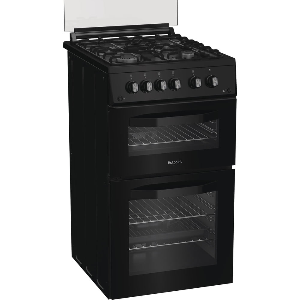 Hotpoint HDG5GCB Gas Cooker with Double Oven, Black, A+ Rated