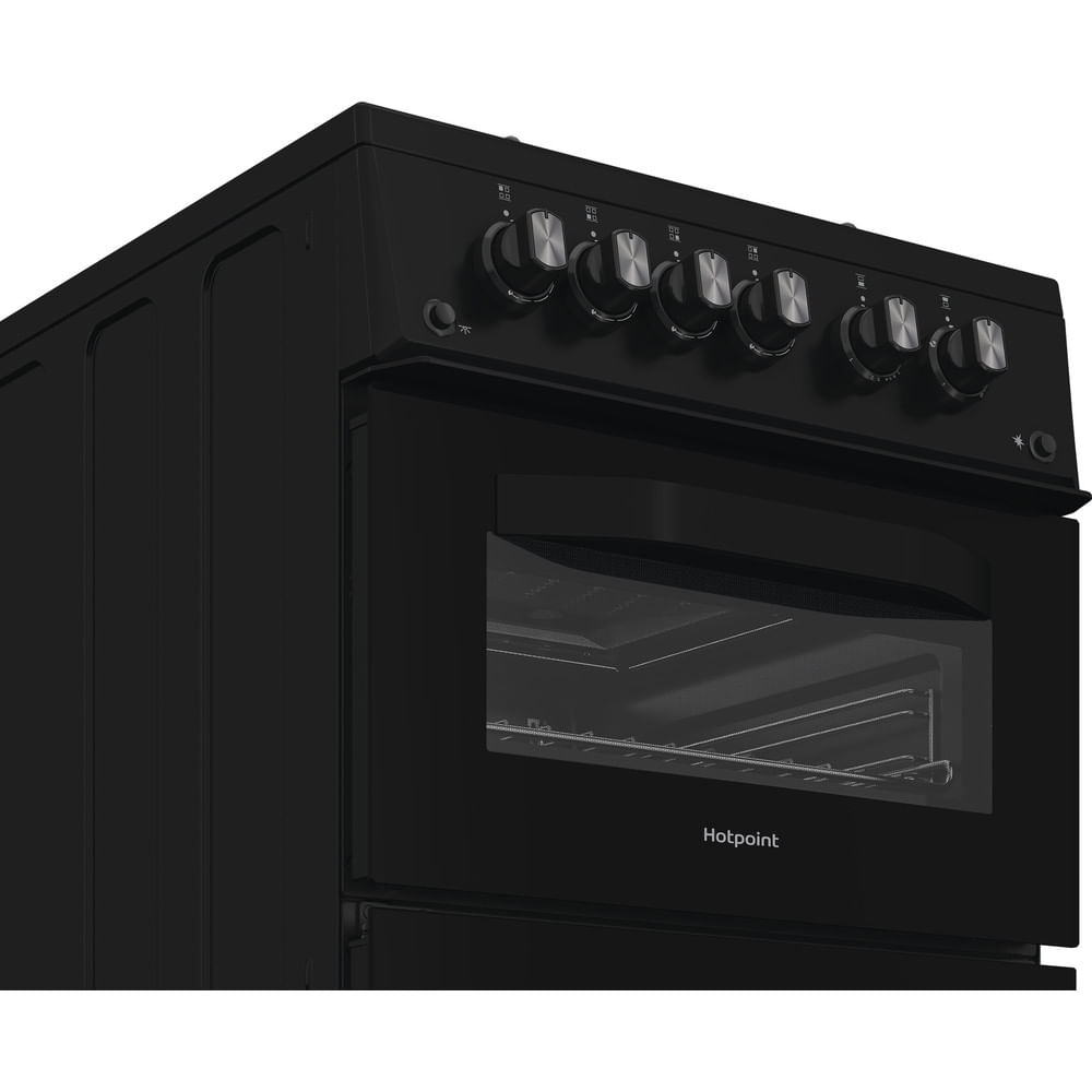 Hotpoint HDG5GCB Gas Cooker with Double Oven, Black, A+ Rated