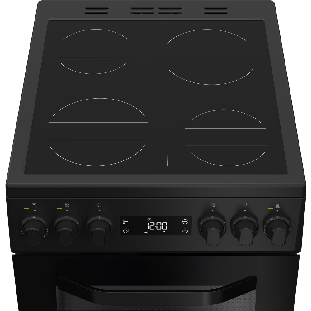Hotpoint HDE5VDCB Ceramic Electric Cooker with Double Oven, Black, A Rated
