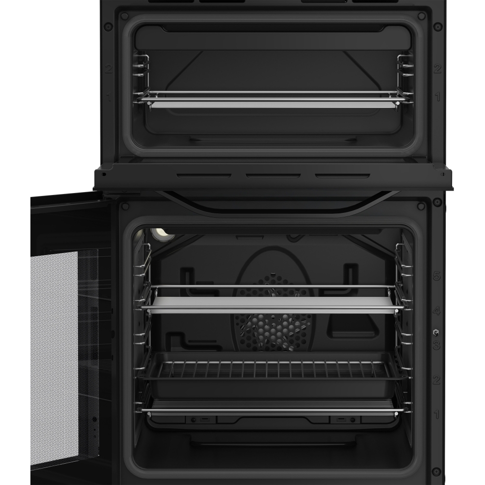 Hotpoint HDE5VDCB Ceramic Electric Cooker with Double Oven, Black, A Rated