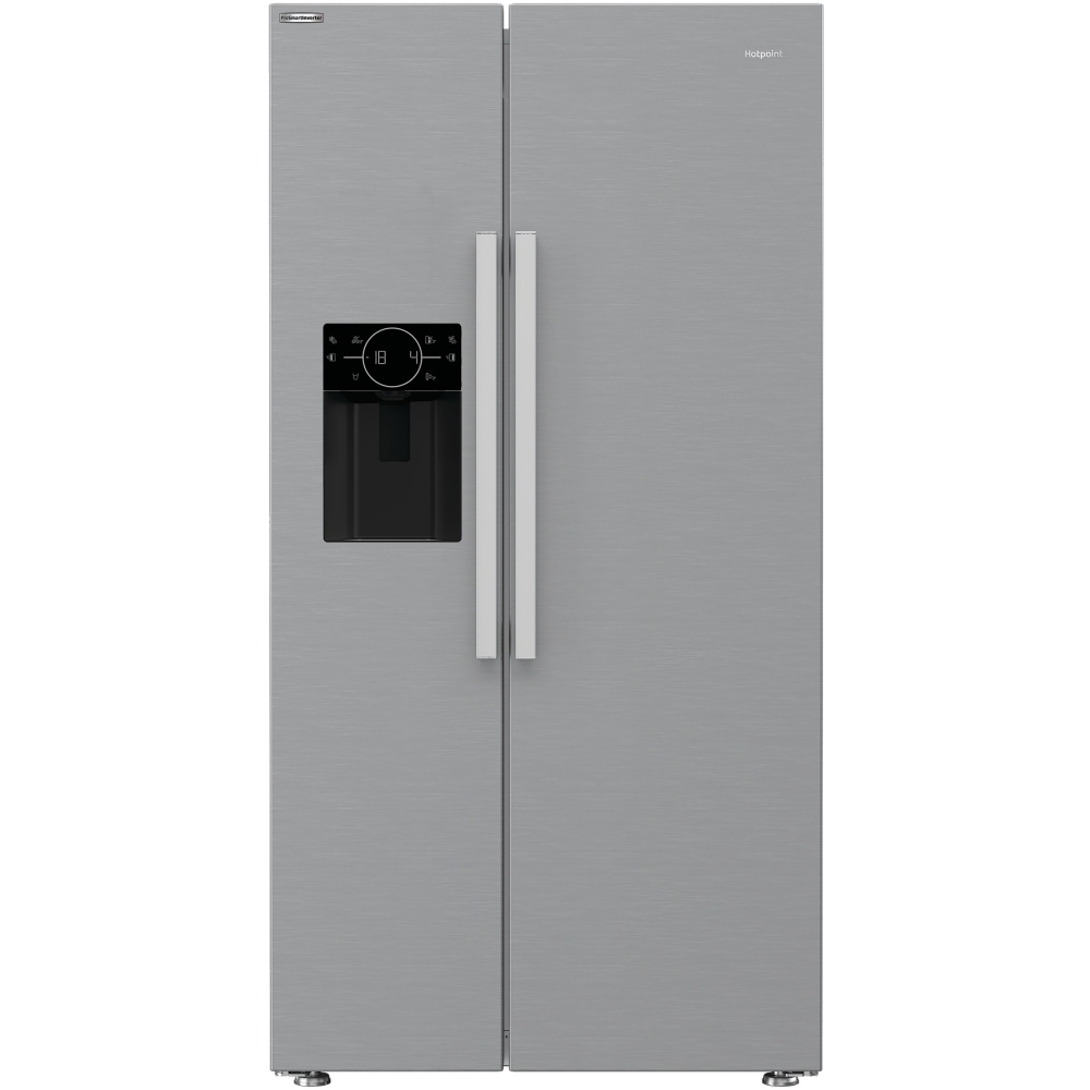 Hotpoint HPG2 6573W XP4UK American Fridge Freezer,  Plumbed, Silver, E Rated
