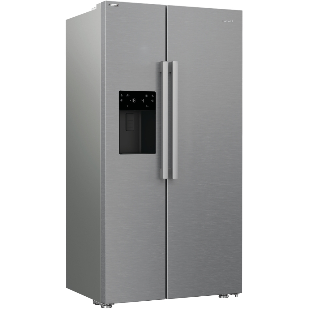 Hotpoint HPG2 6573W XP4UK American Fridge Freezer,  Plumbed, Silver, E Rated