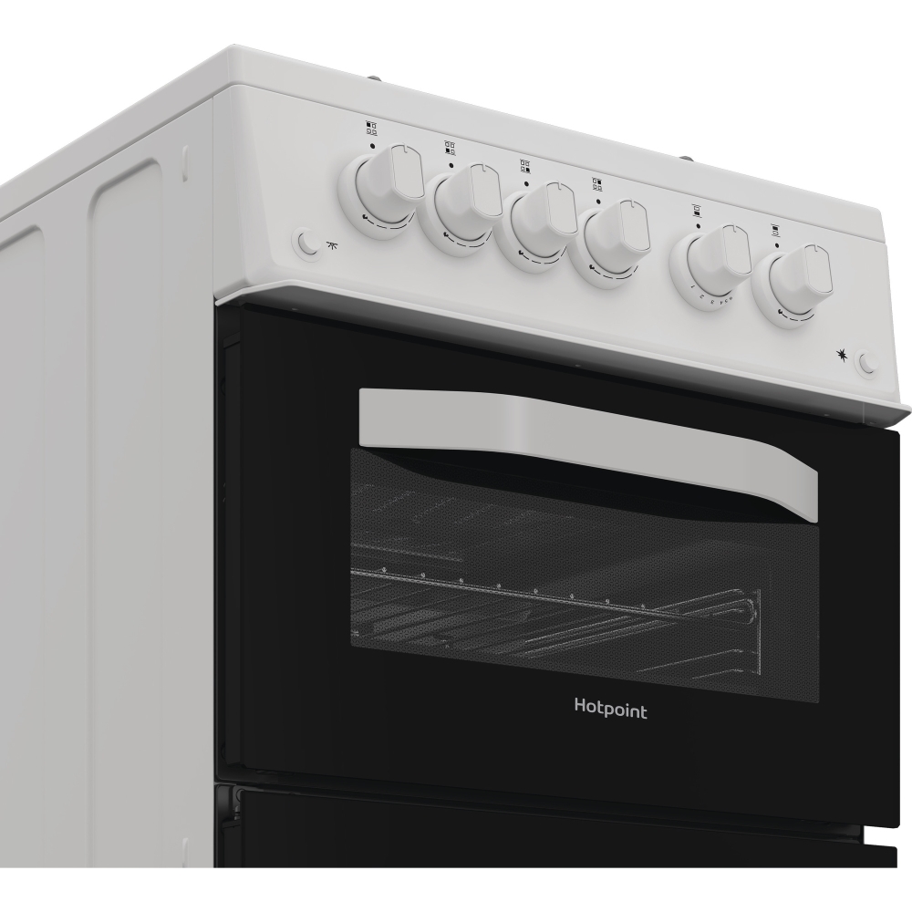 Hotpoint HTG5GCW Gas Cooker with Separate Grill, White, A+ Rated
