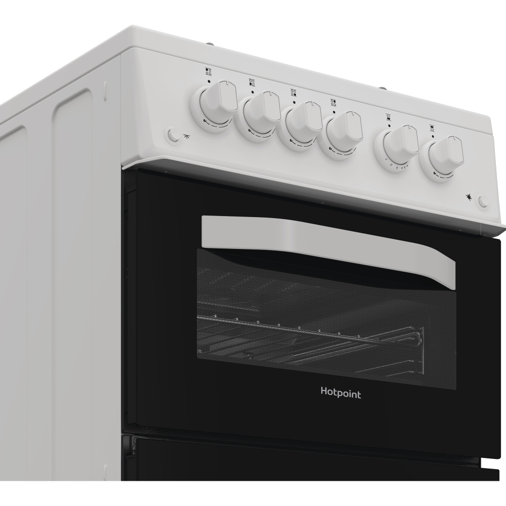 Hotpoint HTG5GCWL Gas Cooker with Separate Grill, White, A+ Rated