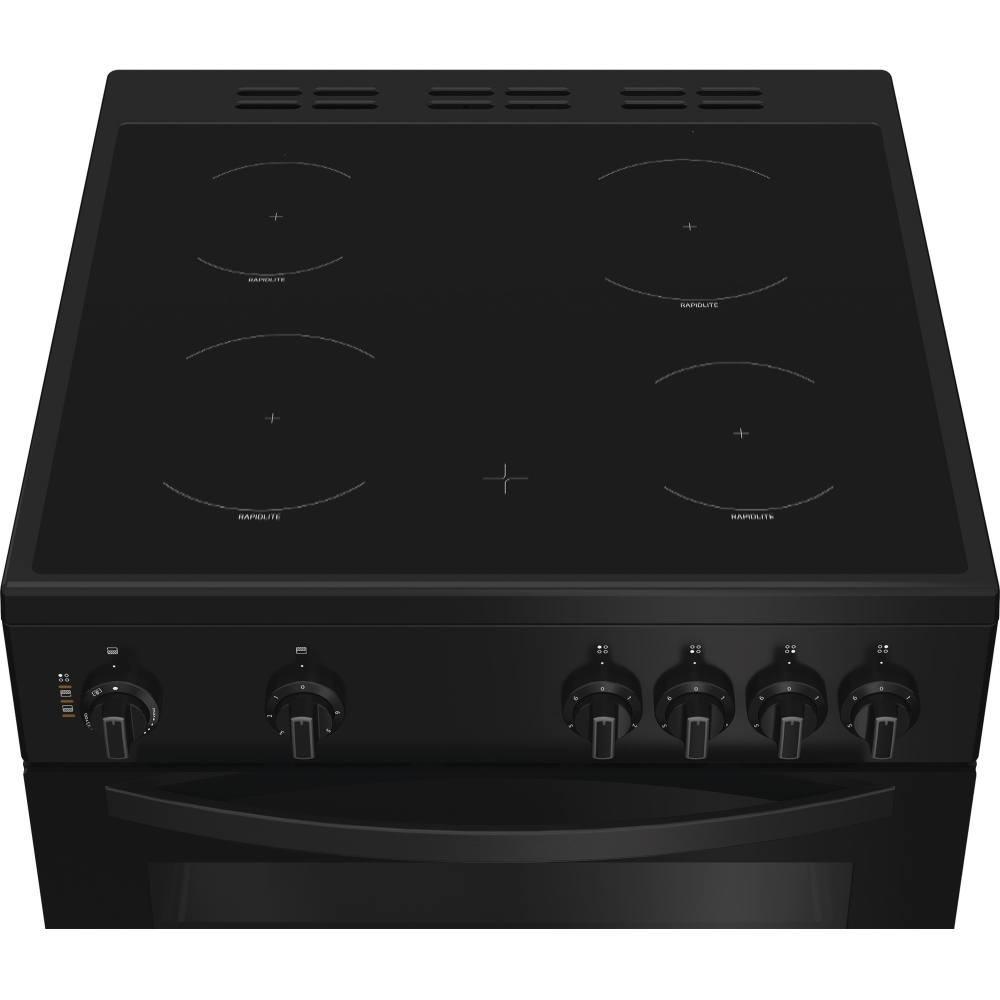 Indesit ITE6VMB Ceramic Electric Cooker with Separate Grill, Black, A Rated