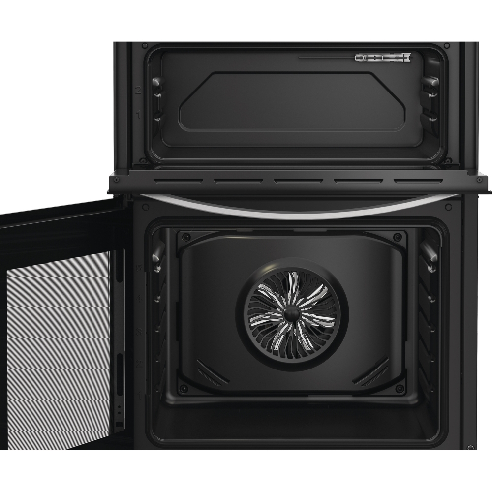 Indesit IDE6VMB Ceramic Electric Cooker with Double Oven, Black, A Rated