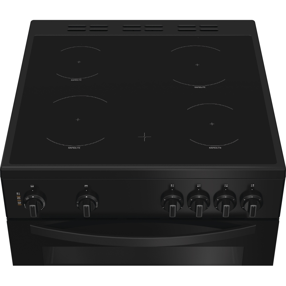 Indesit IDE6VMB Ceramic Electric Cooker with Double Oven, Black, A Rated