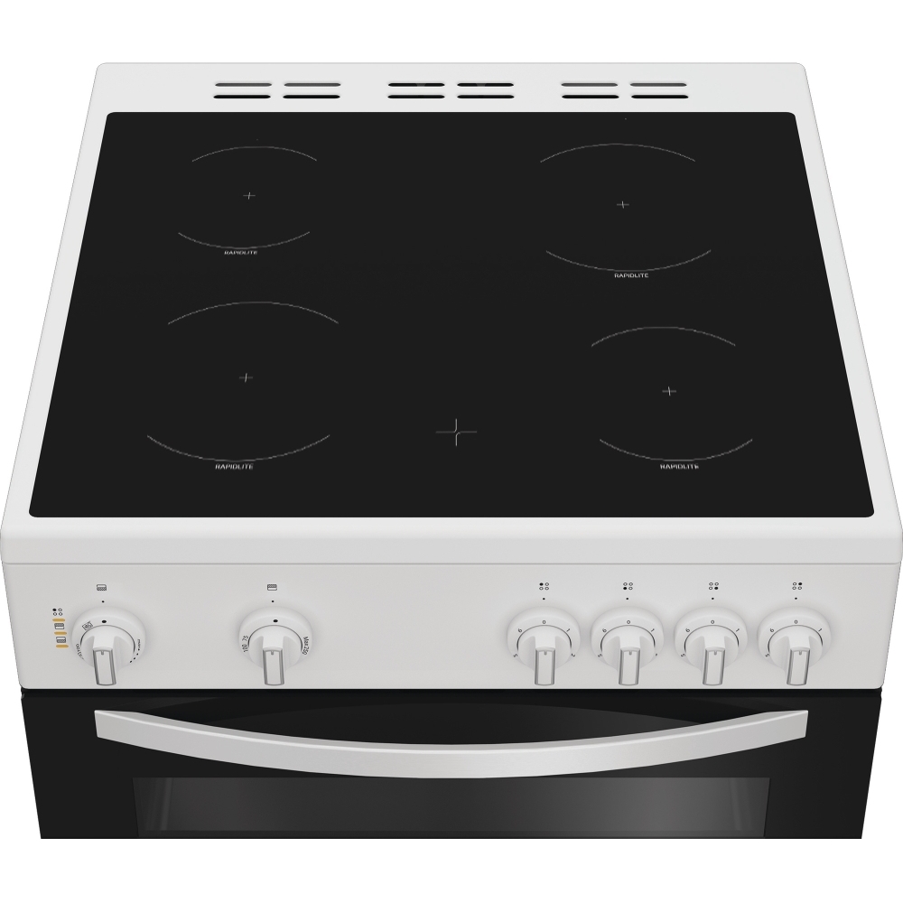 Indesit IDE6VMW Ceramic Electric Cooker with Double Oven, White, A Rated