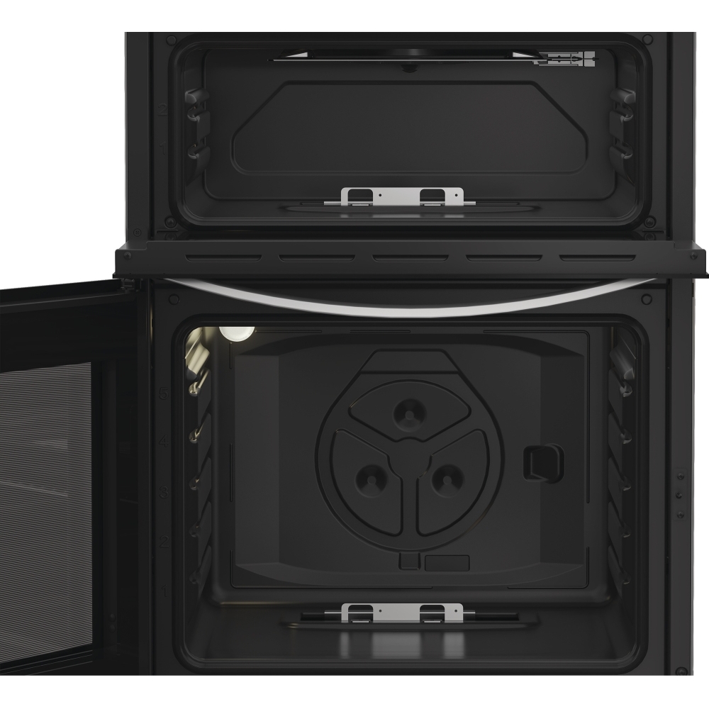 Indesit IDG6GS Gas Cooker with Double Oven, Silver, A+ Rated