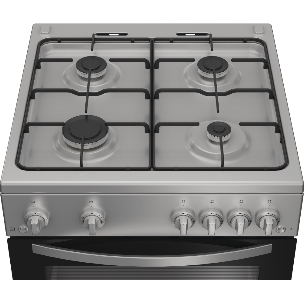 Indesit IDG6GS Gas Cooker with Double Oven, Silver, A+ Rated