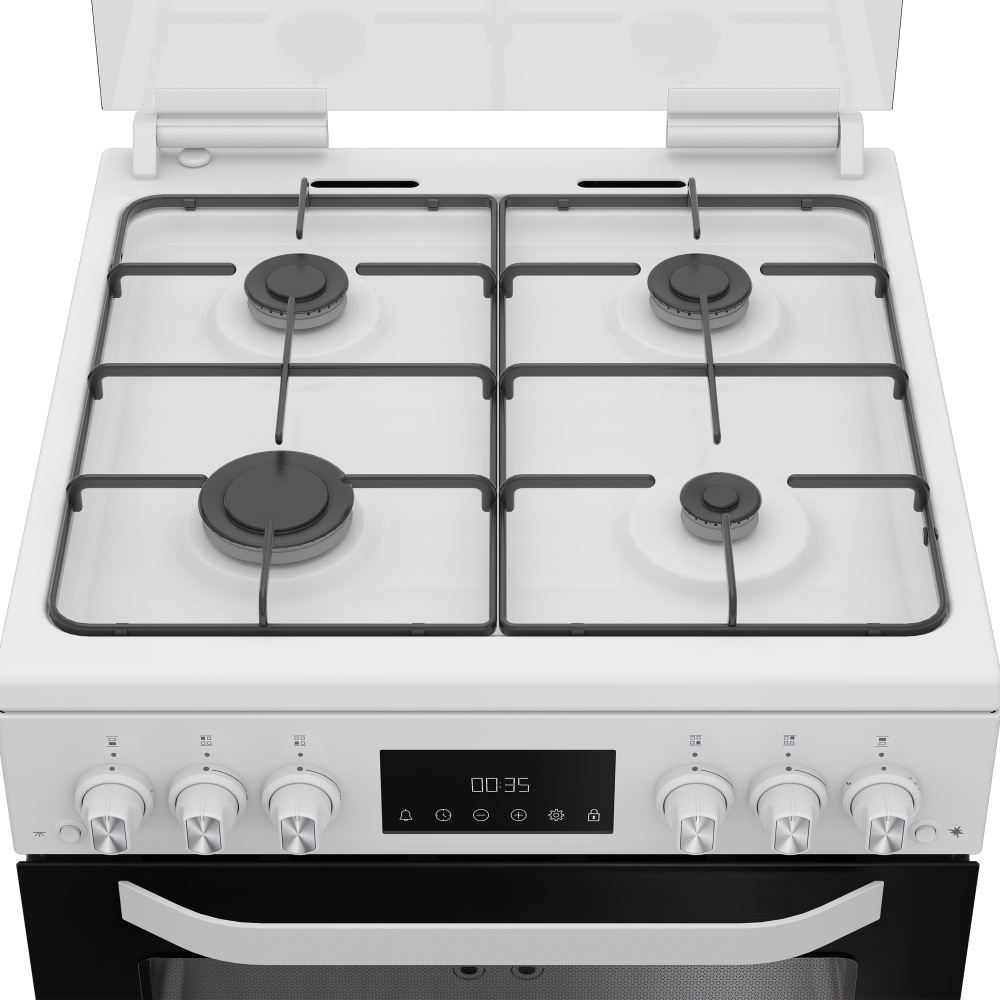 Hotpoint HDG6GDCW Gas Cooker with Double Oven, White, A+ Rated