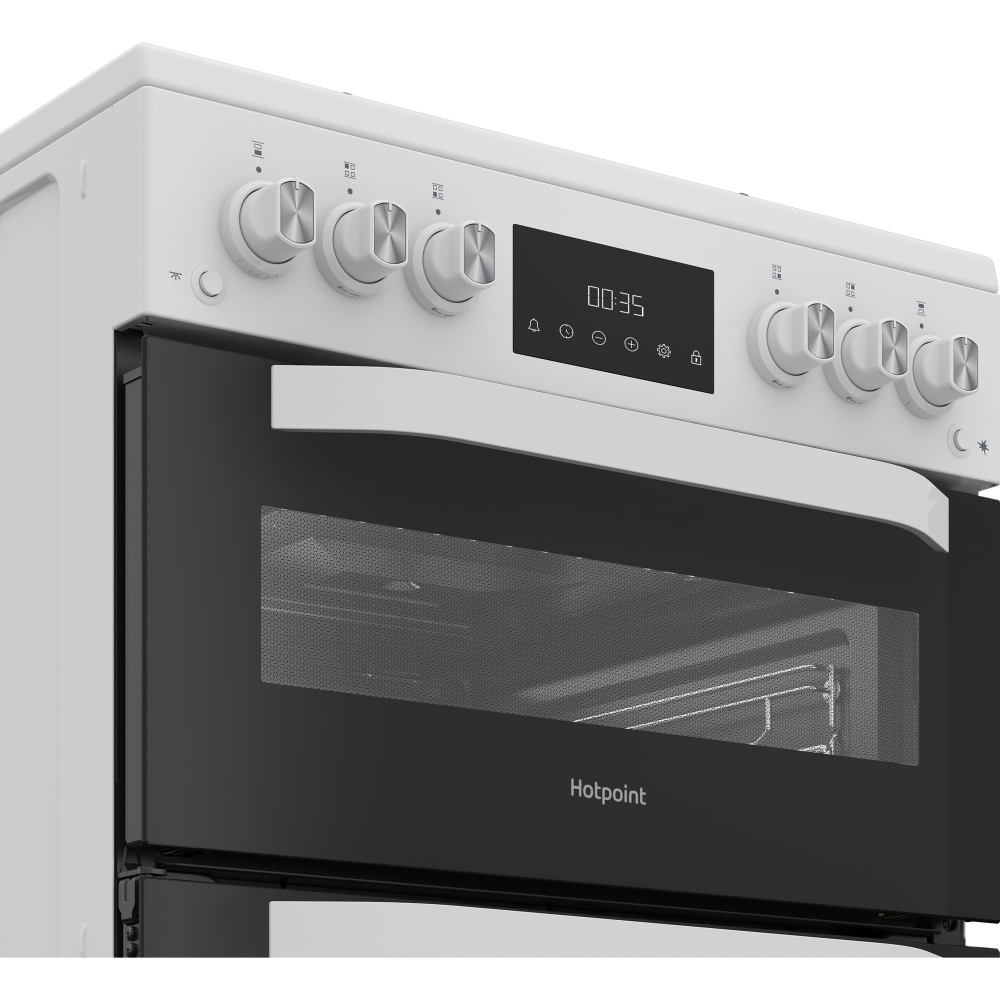 Hotpoint HDG6GDCW Gas Cooker with Double Oven, White, A+ Rated