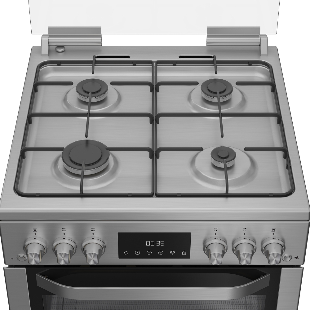 Hotpoint HDG6GDCX Gas Cooker with Double Oven, Stainless Steel, A+ Rated