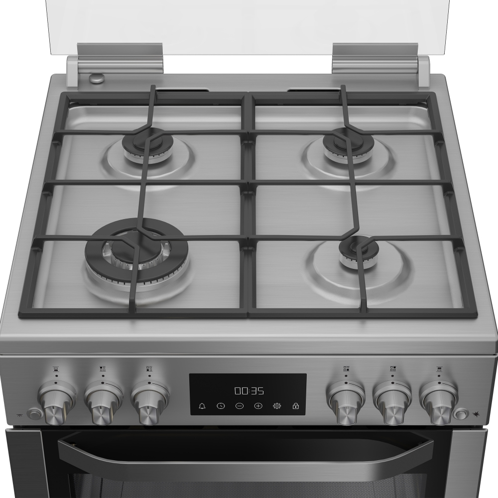 Hotpoint HDG6GDCWX Gas Cooker with Double Oven, Stainless Steel, A+ Rated