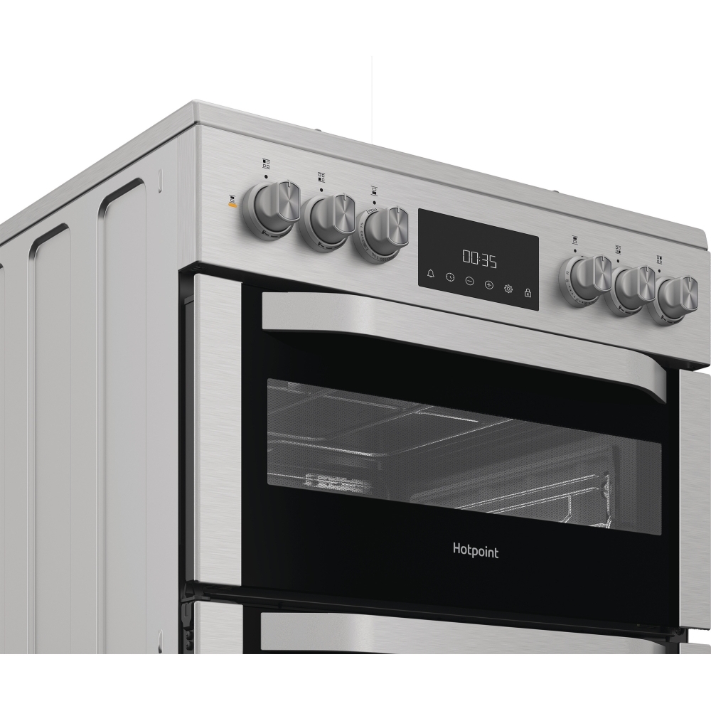 Hotpoint HDD6GDC2WX Dual Fuel Cooker with Double Oven, Stainless Steel, A Rated