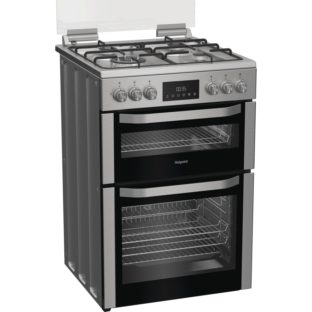 Hotpoint HDD6GDC2WX Dual Fuel Cooker with Double Oven, Stainless Steel, A Rated