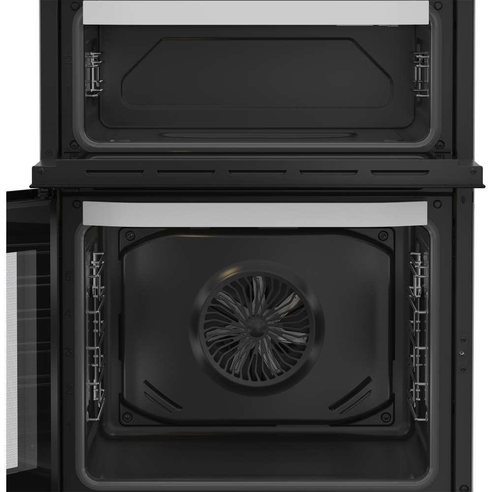 Hotpoint HDE6VDW Ceramic Electric Cooker with Double Oven, White, A Rated