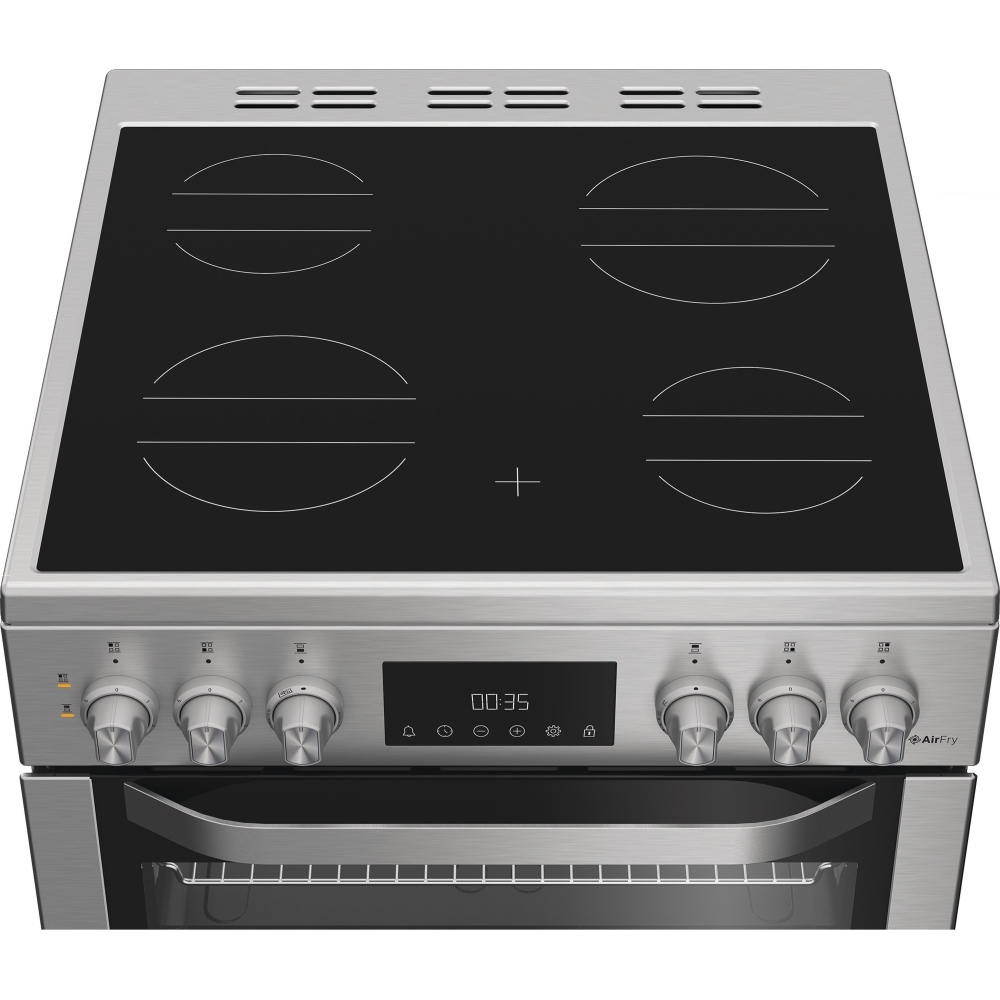 Hotpoint HDE6VDCAX Ceramic Electric Cooker with Double Oven, Stainless Steel, A Rated