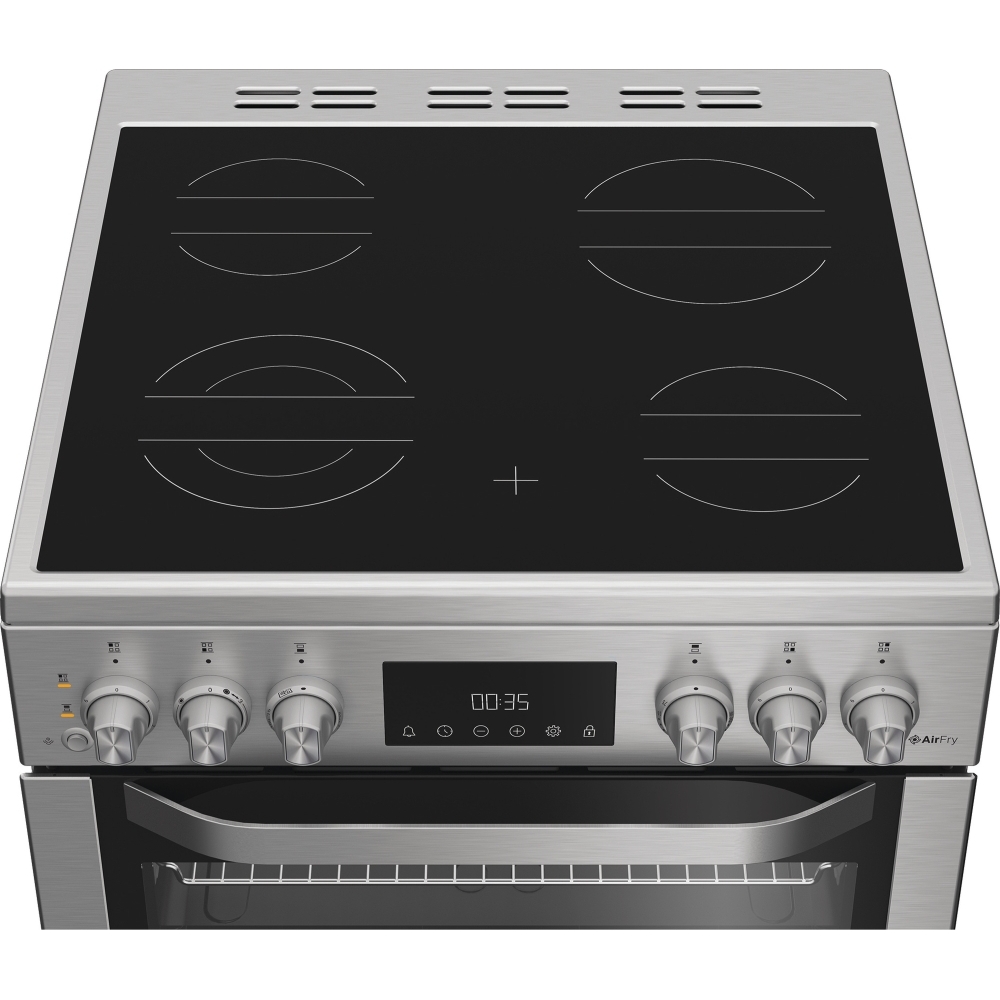 Hotpoint HDE6VDCASX Ceramic Electric Cooker with Double Oven, Stainless Steel, A Rated