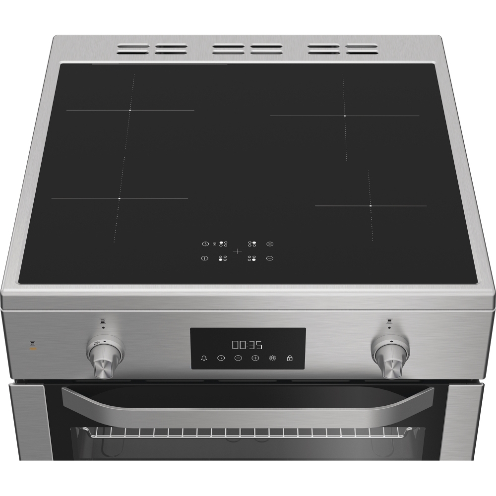 Hotpoint HDE6IDC2X Induction Electric Cooker with Double Oven, Stainless Steel, A Rated
