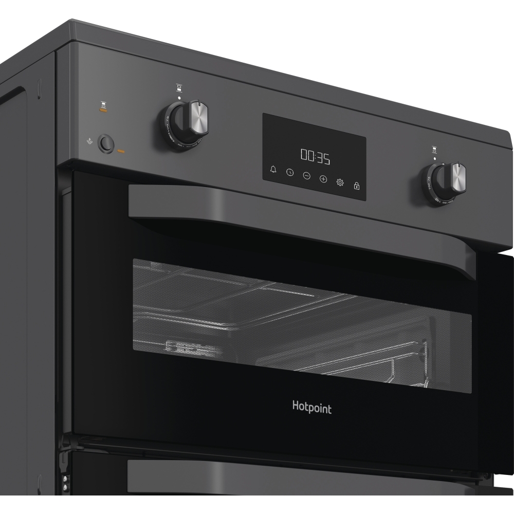 Hotpoint HDE6IDC2SA Induction Electric Cooker with Double Oven, Grey, A Rated