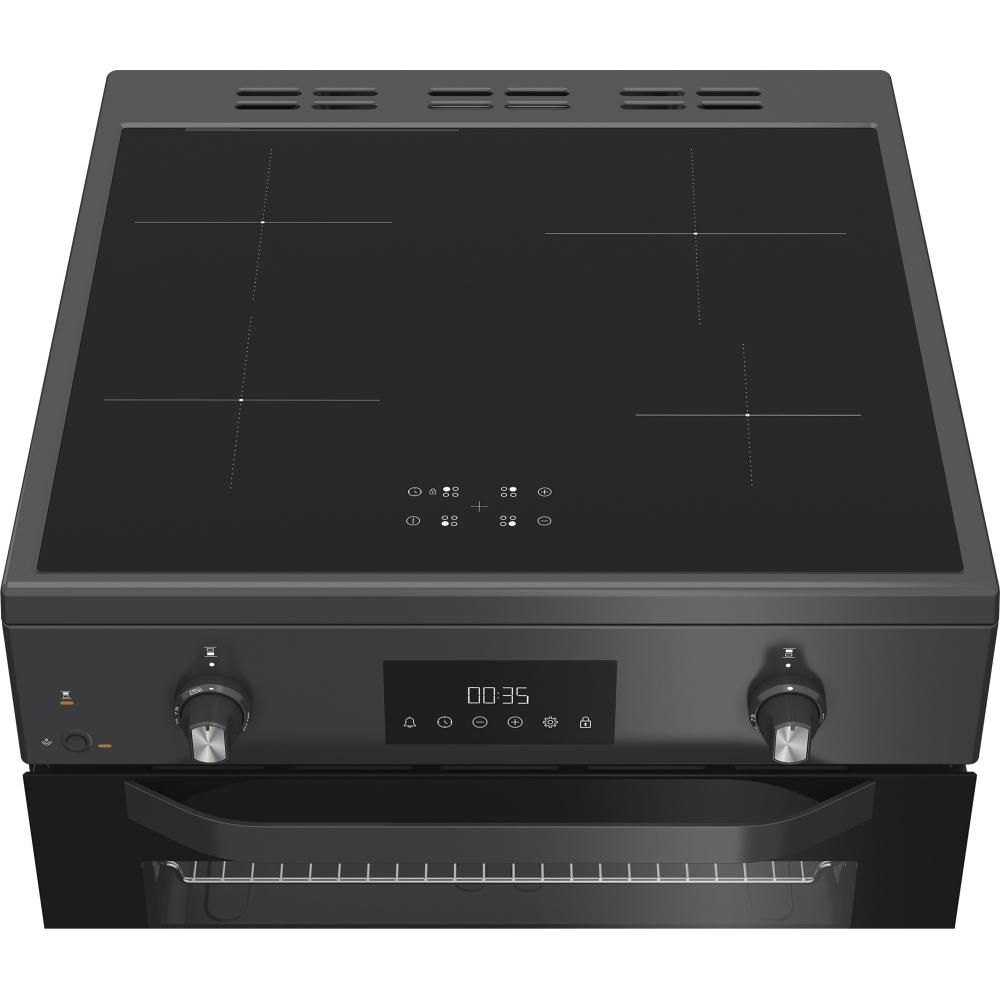 Hotpoint HDE6IDC2SA Induction Electric Cooker with Double Oven, Grey, A Rated