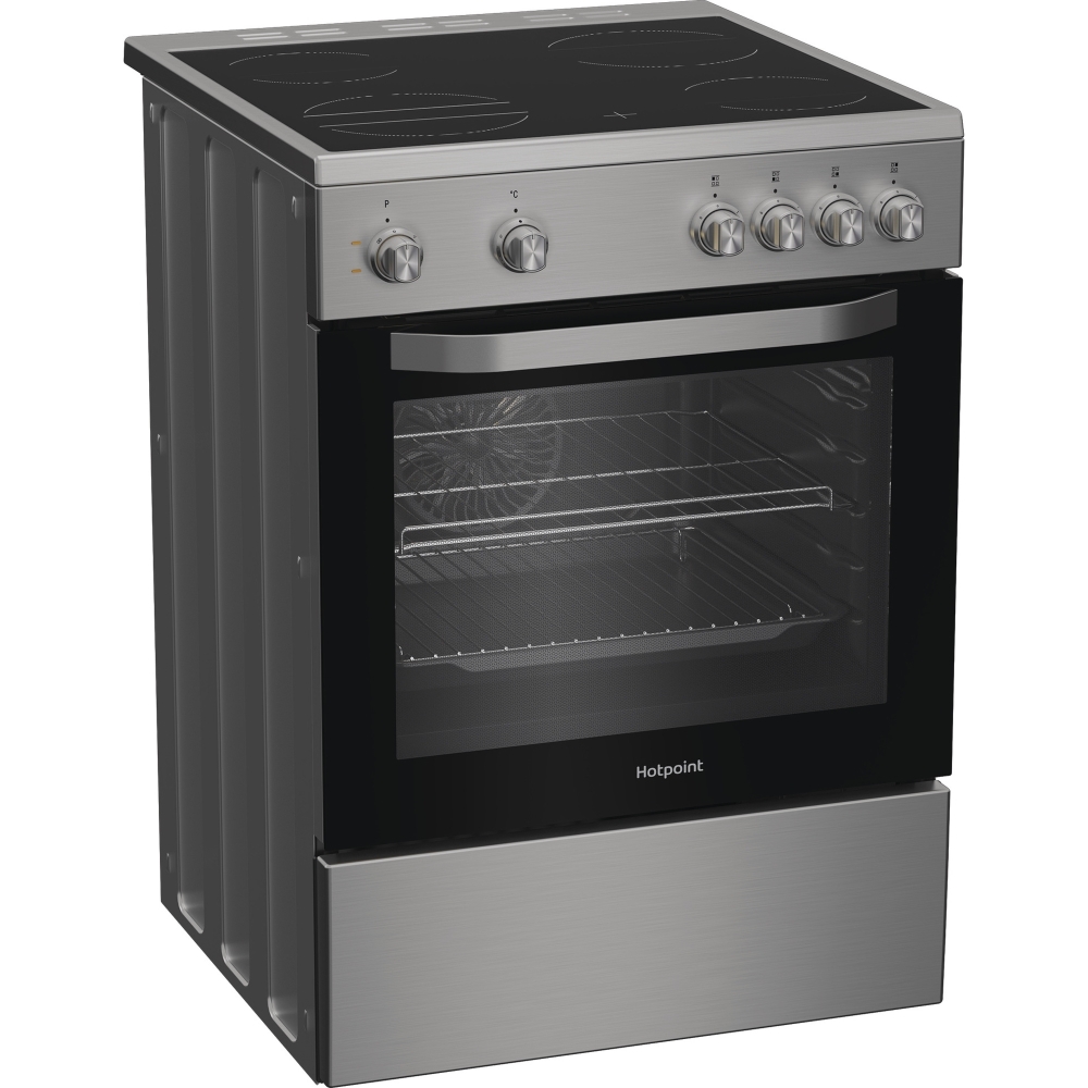 Hotpoint H6V5KMX/UK Ceramic Electric Cooker with Single Oven, Stainless Steel, A Rated