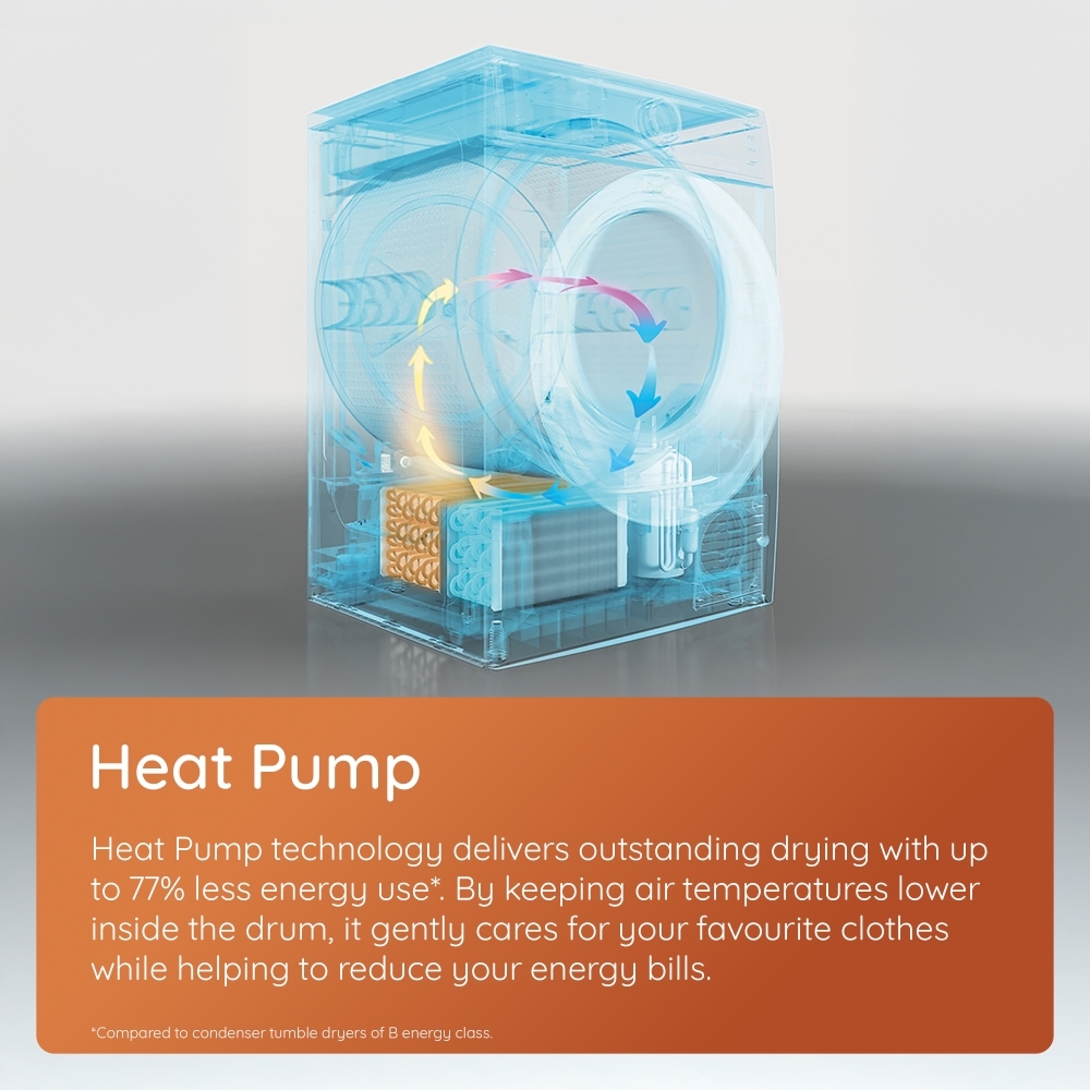 Hotpoint C HSD 82M WW UK Heat Pump Tumble Dryer, 8kg, White, A+ Rated