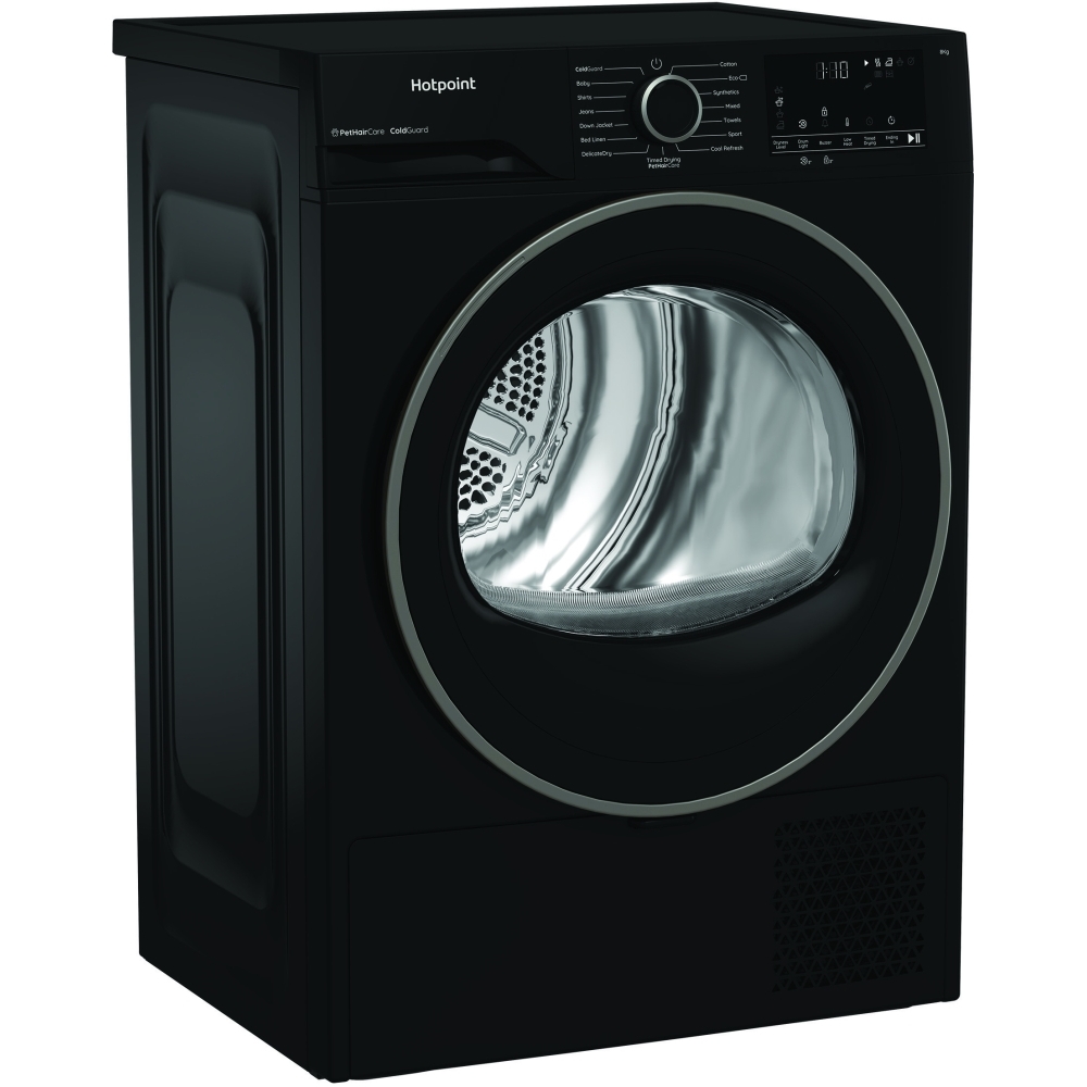 Hotpoint C HSD 82M BB UK Heat Pump Tumble Dryer, 8kg, Black, A+ Rated
