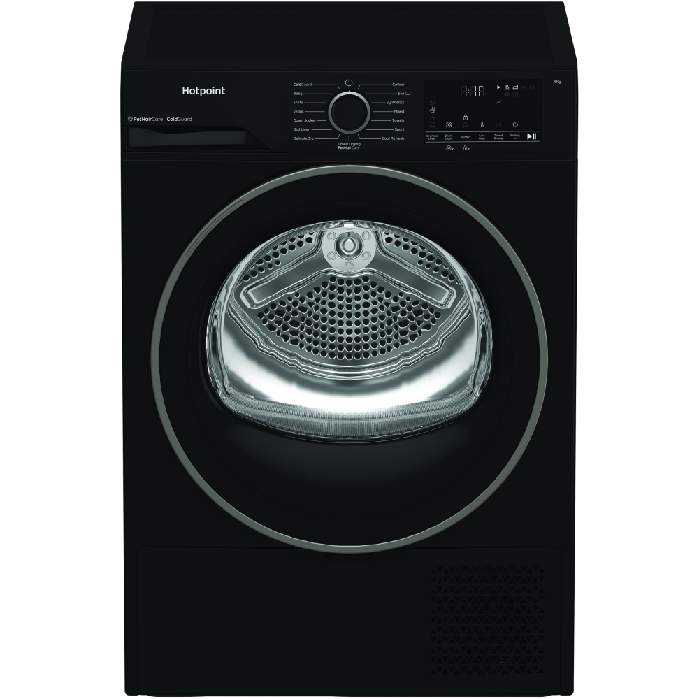 Hotpoint C HSD 82M BB UK Heat Pump Tumble Dryer, 8kg, Black, A+ Rated