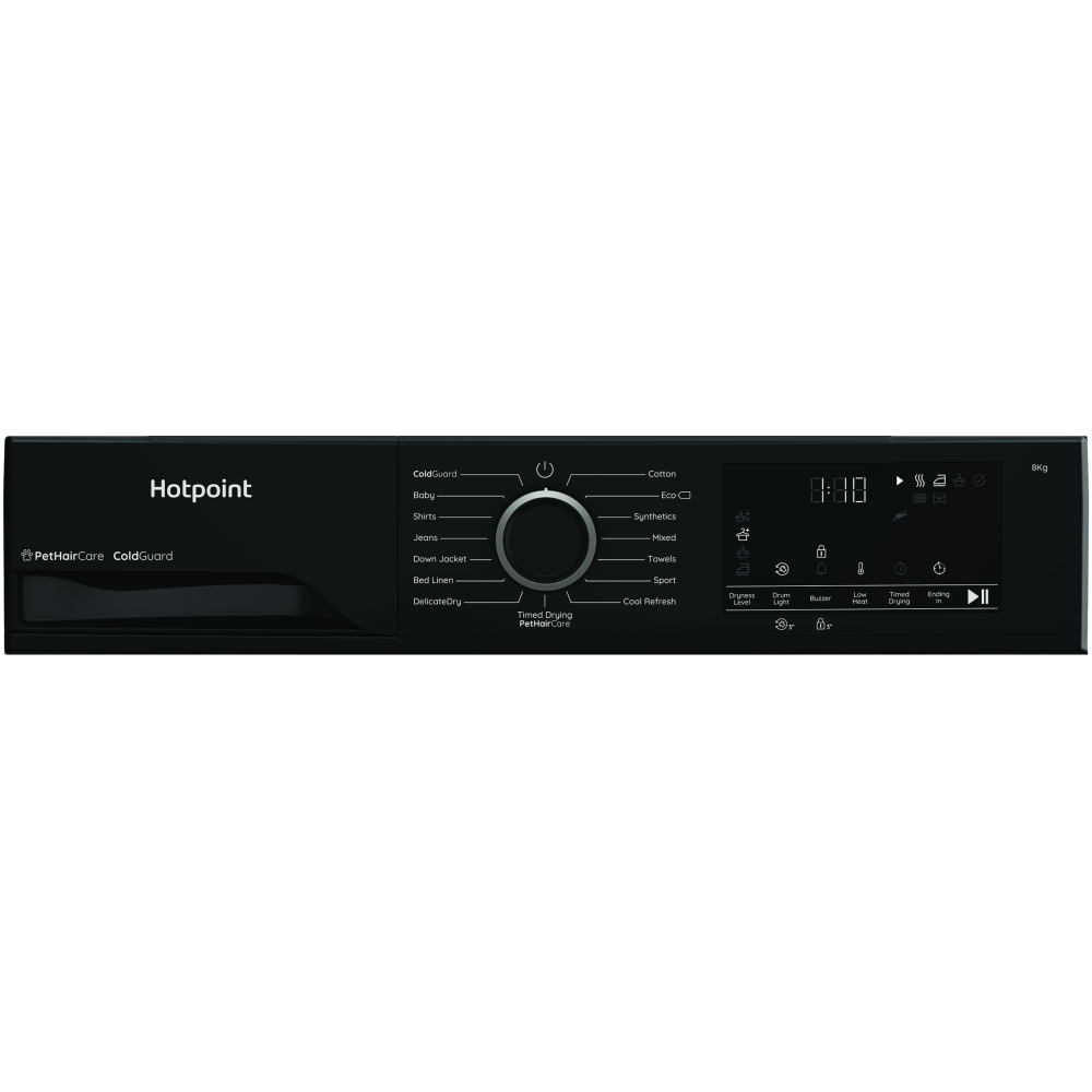 Hotpoint C HSD 82M BB UK Heat Pump Tumble Dryer, 8kg, Black, A+ Rated