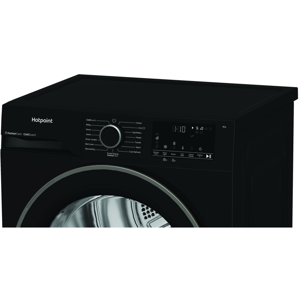 Hotpoint C HSD 82M BB UK Heat Pump Tumble Dryer, 8kg, Black, A+ Rated