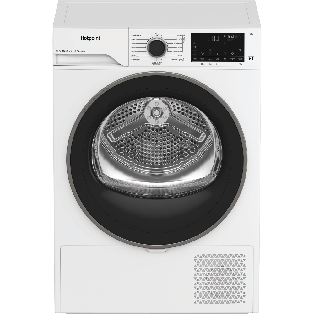 Hotpoint C HD 84M WBS UK Heat Pump Tumble Dryer, 8kg, White, A+++ Rated