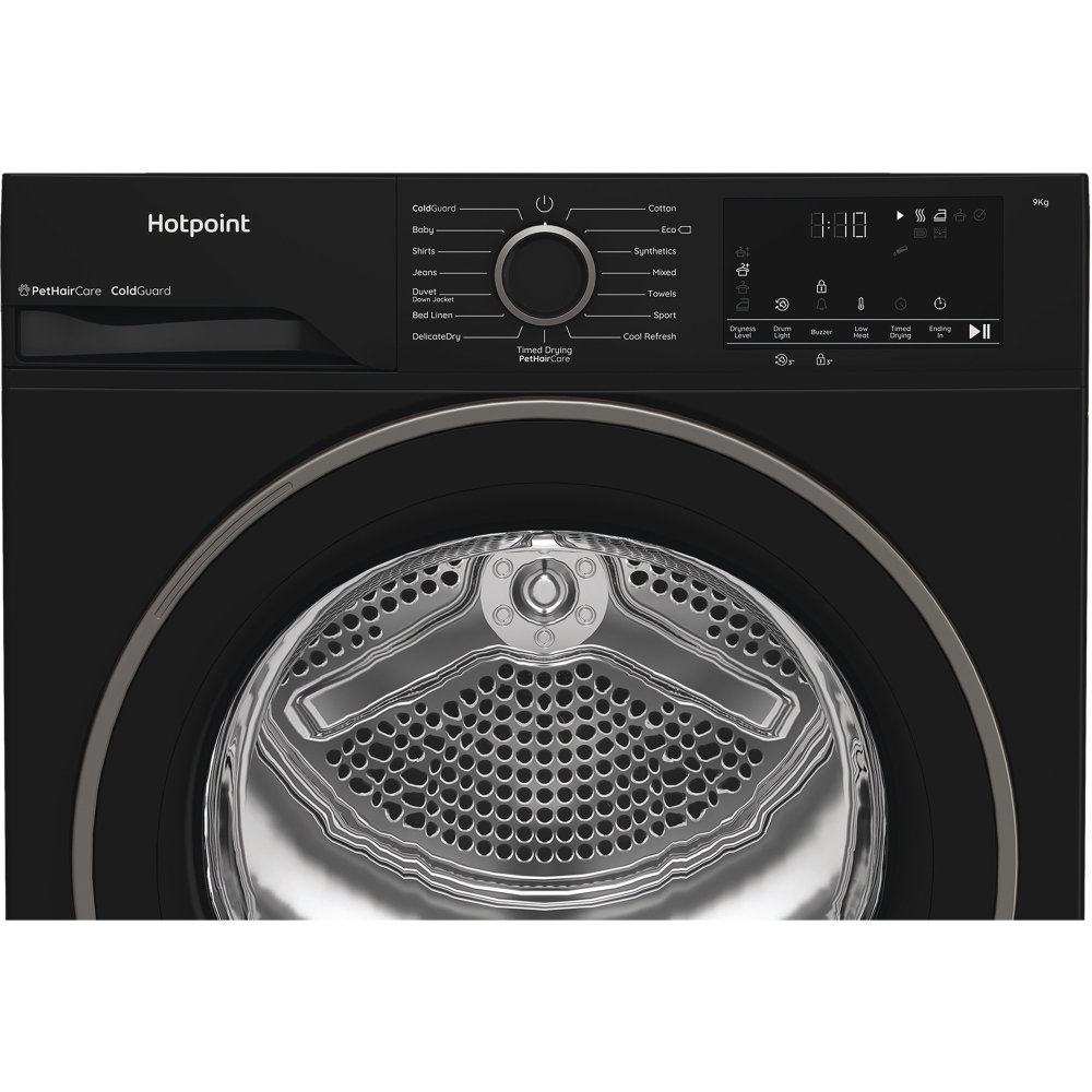 Hotpoint C HD 93M BB UK Heat Pump Tumble Dryer, 9kg, Black, A++ Rated