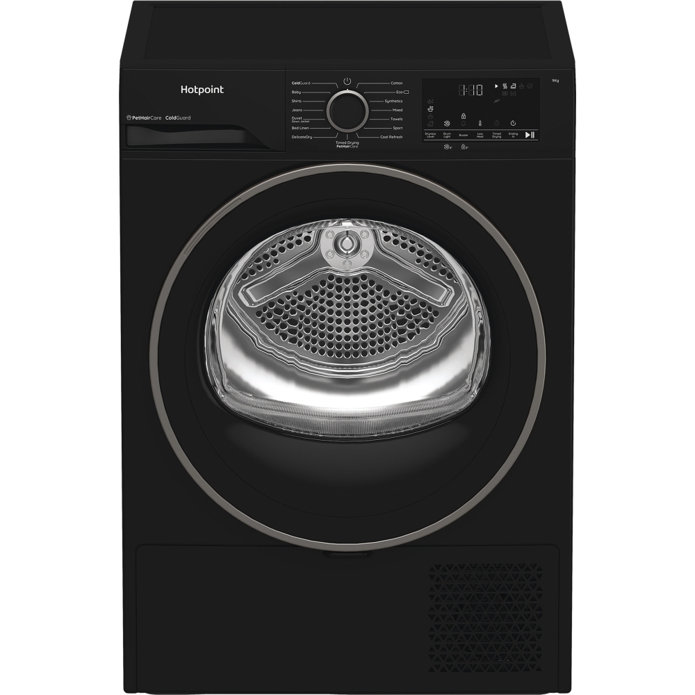Hotpoint C HD 93M BB UK Heat Pump Tumble Dryer, 9kg, Black, A++ Rated