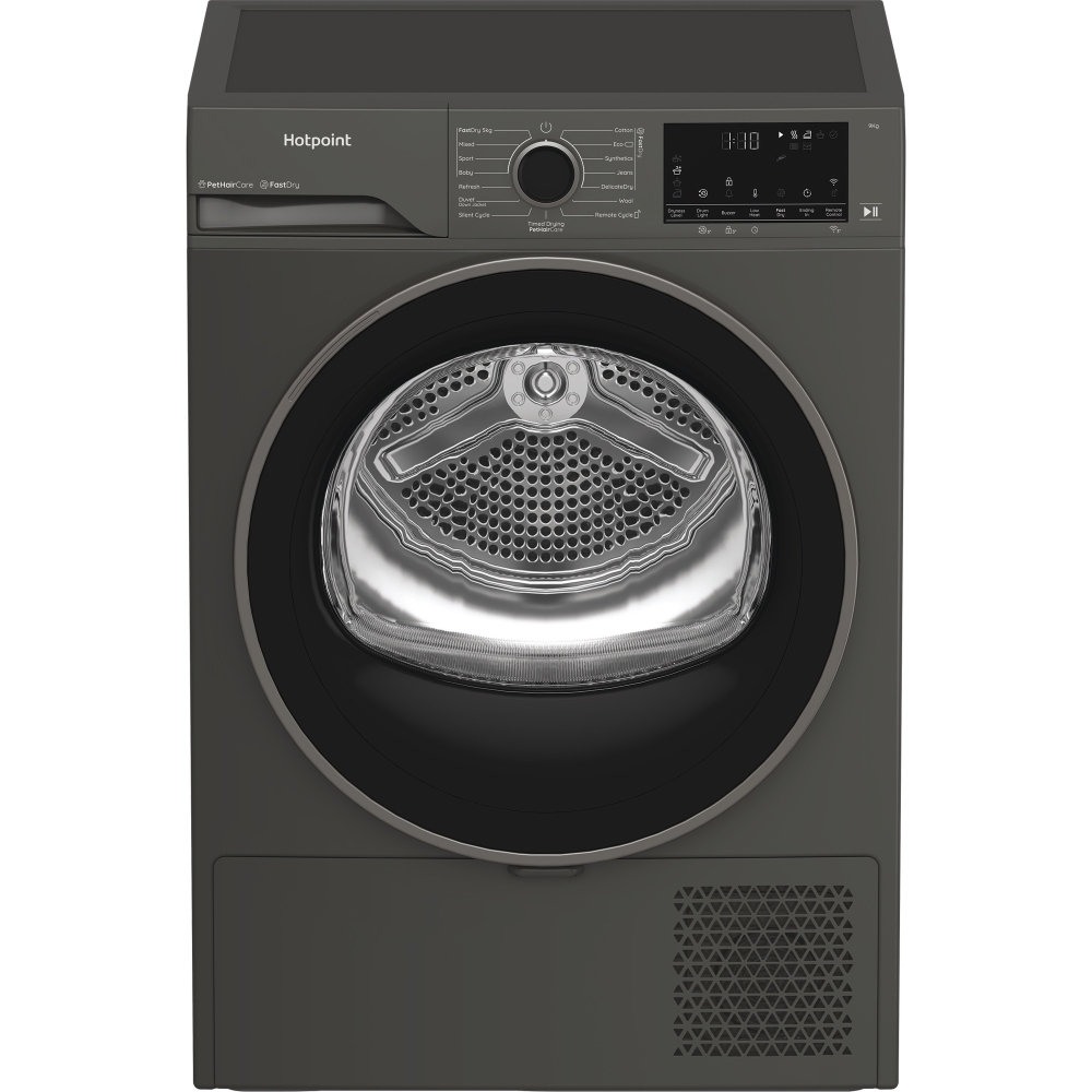 Hotpoint C HD 94M GBS UK Heat Pump Tumble Dryer, 9kg, Grey, A+++ Rated