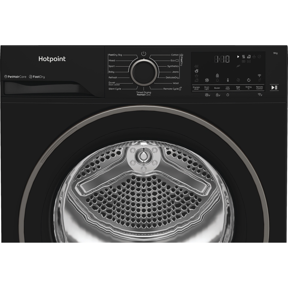 Hotpoint C HD 94M BBS UK Heat Pump Tumble Dryer, 9kg, Black, A+++ Rated