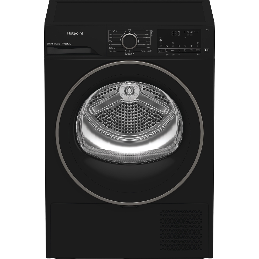 Hotpoint C HD 94M BBS UK Heat Pump Tumble Dryer, 9kg, Black, A+++ Rated