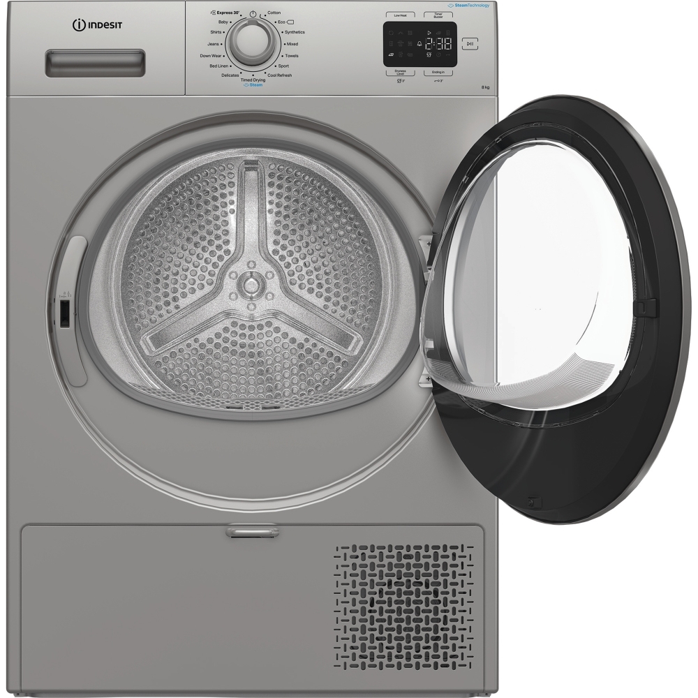 Indesit C YSD 82D SS UK Heat Pump Tumble Dryer, 8kg, Silver, A+ Rated