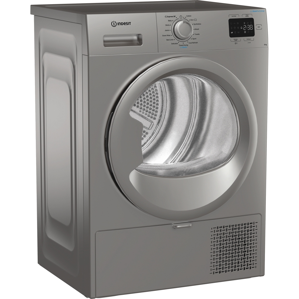 Indesit C YSD 82D SS UK Heat Pump Tumble Dryer, 8kg, Silver, A+ Rated