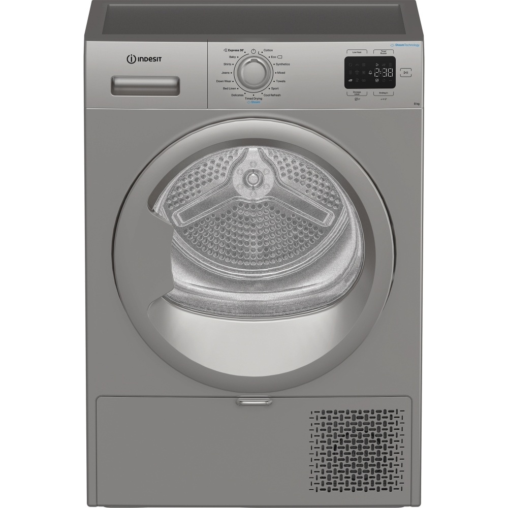 Indesit C YSD 82D SS UK Heat Pump Tumble Dryer, 8kg, Silver, A+ Rated