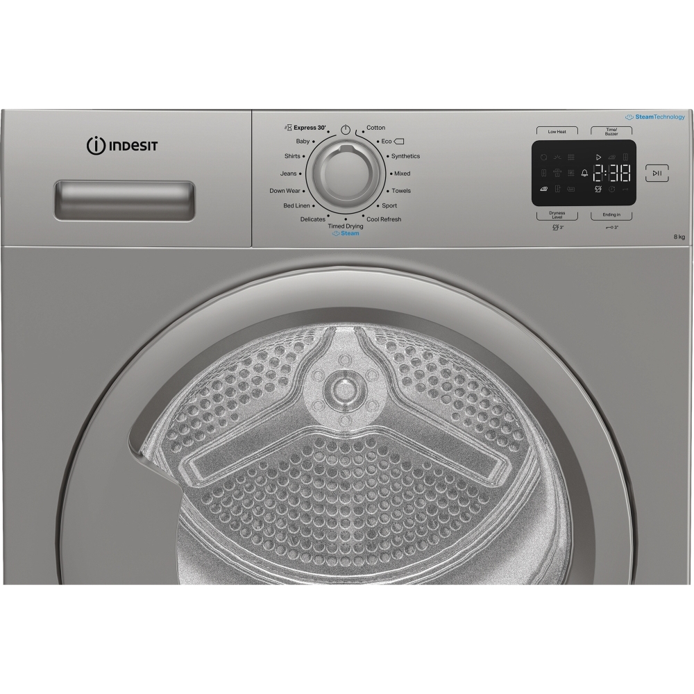 Indesit C YSD 82D SS UK Heat Pump Tumble Dryer, 8kg, Silver, A+ Rated