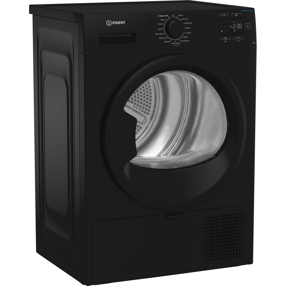 Indesit C YSD 82D BB UK Heat Pump Tumble Dryer, 8kg, Black, A+ Rated