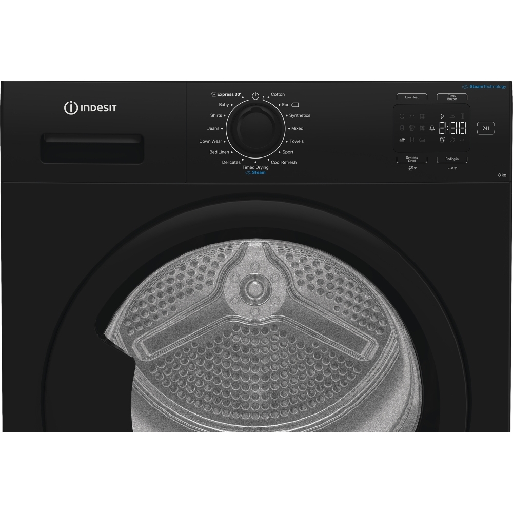 Indesit C YSD 82D BB UK Heat Pump Tumble Dryer, 8kg, Black, A+ Rated