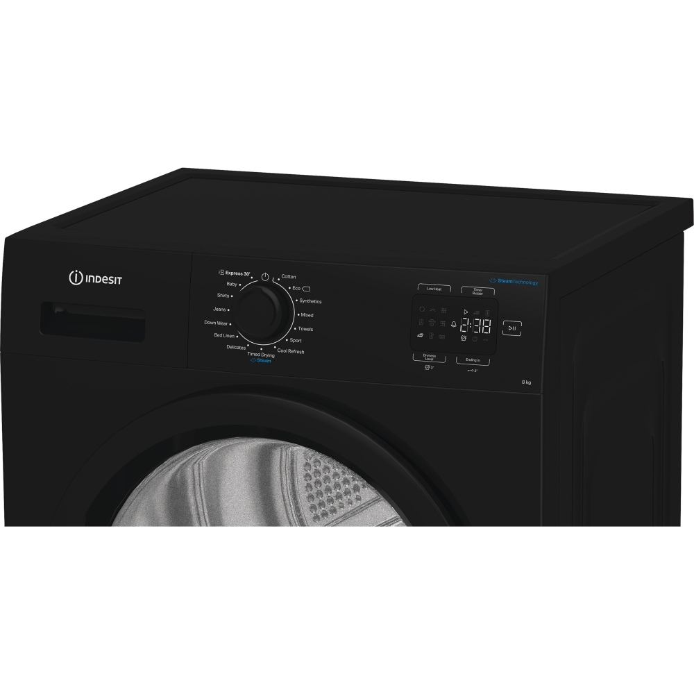Indesit C YSD 82D BB UK Heat Pump Tumble Dryer, 8kg, Black, A+ Rated