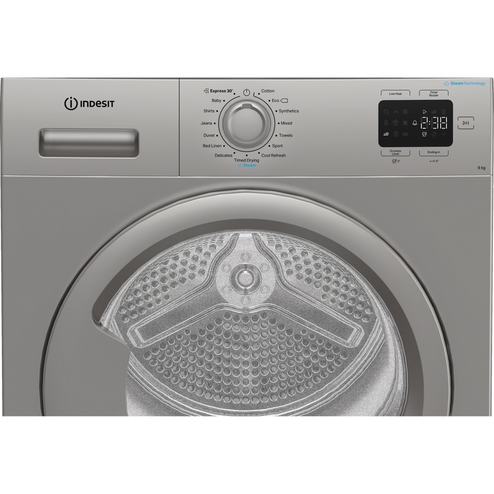 Indesit C YD 92D SS UK Heat Pump Tumble Dryer, 9kg, Silver, A+ Rated