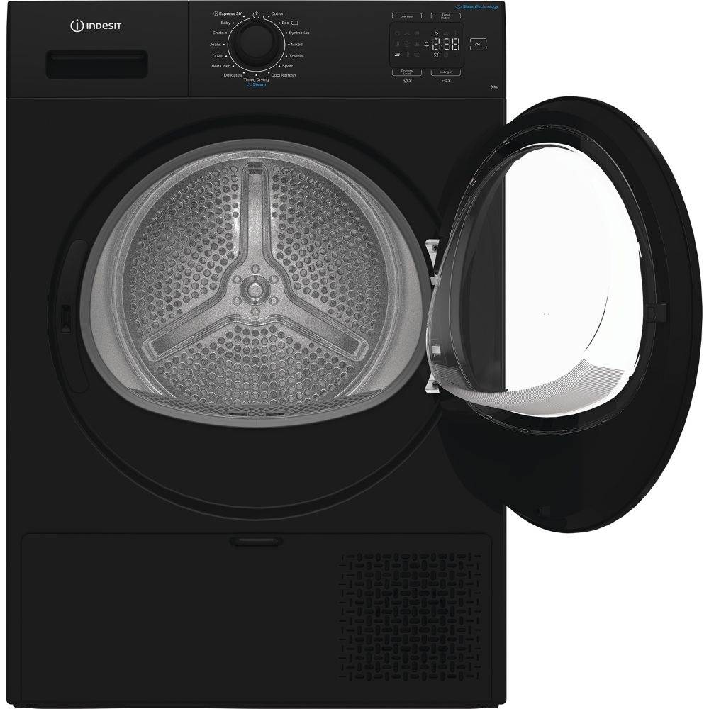 Indesit C YD 92D BB UK Heat Pump Tumble Dryer, 9kg, Black, A+ Rated
