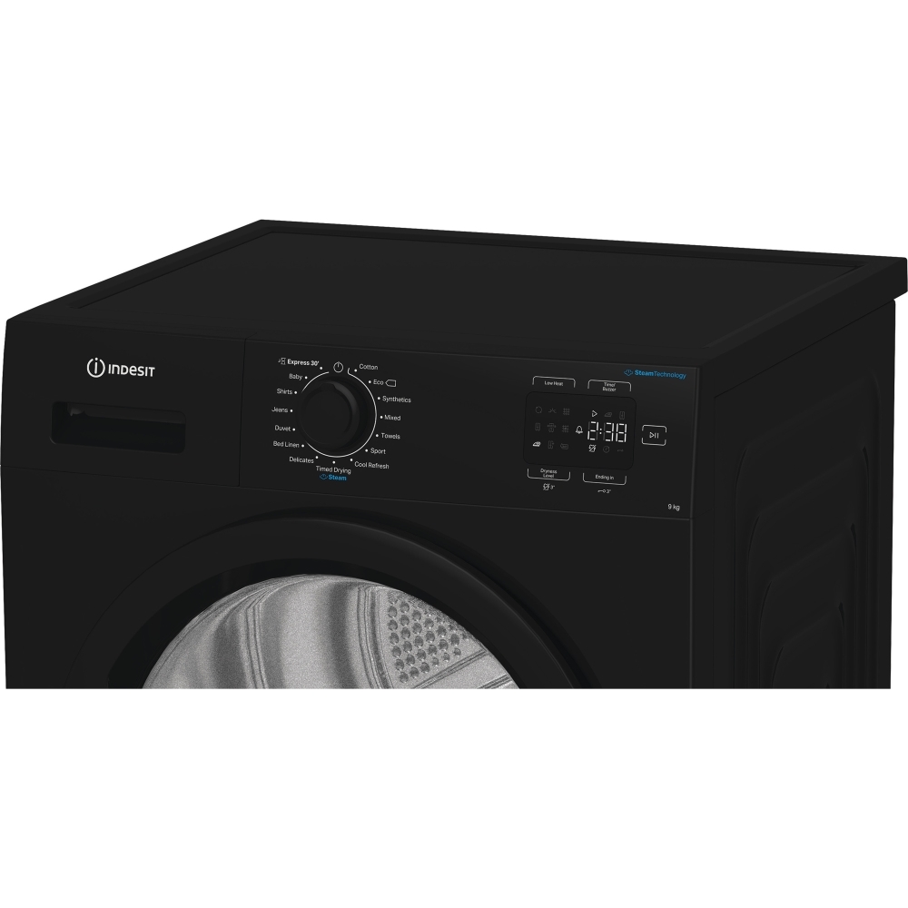 Indesit C YD 92D BB UK Heat Pump Tumble Dryer, 9kg, Black, A+ Rated