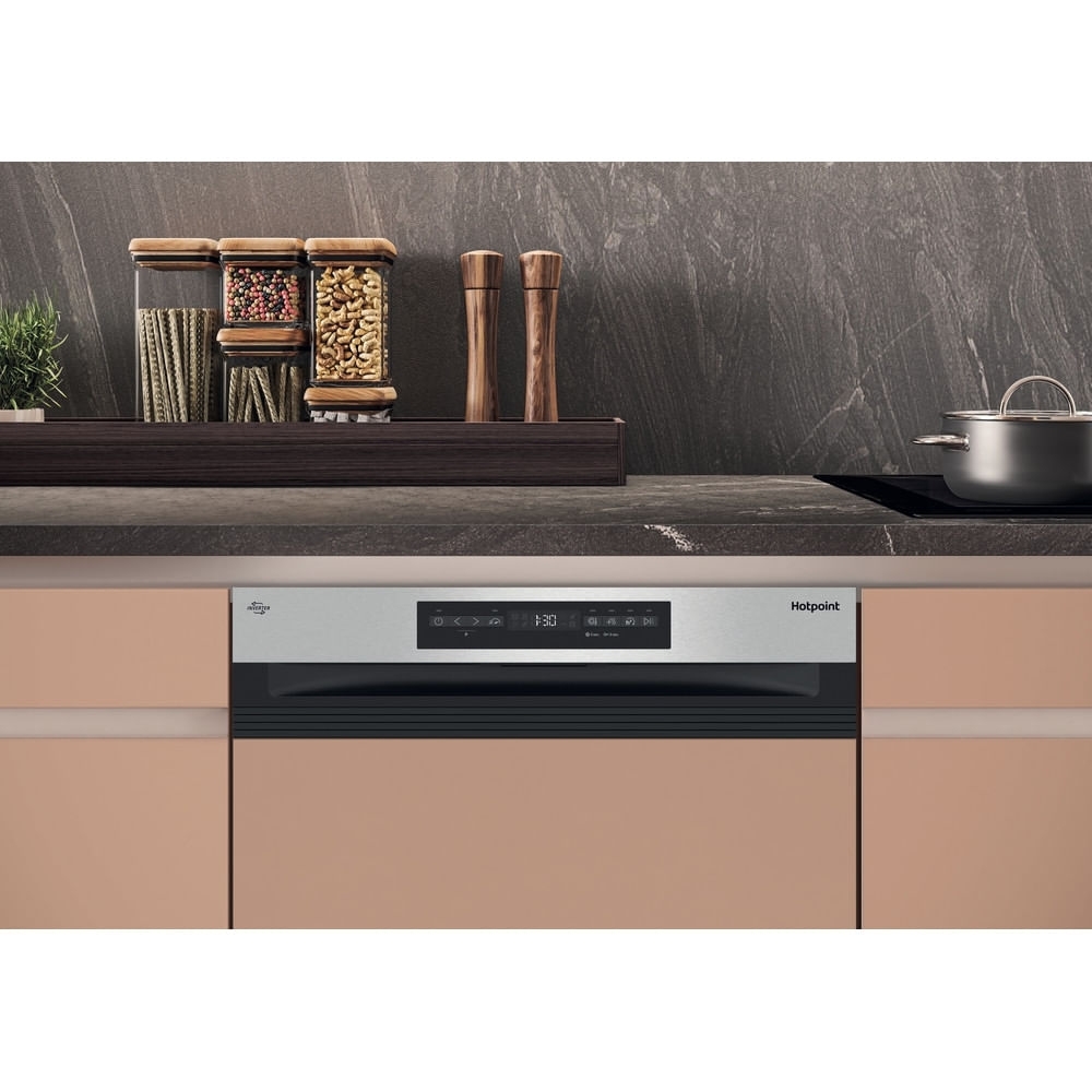 Hotpoint H5PC15M6 UK Semi Integrated Dishwasher, 15 Place Settings, C Rated